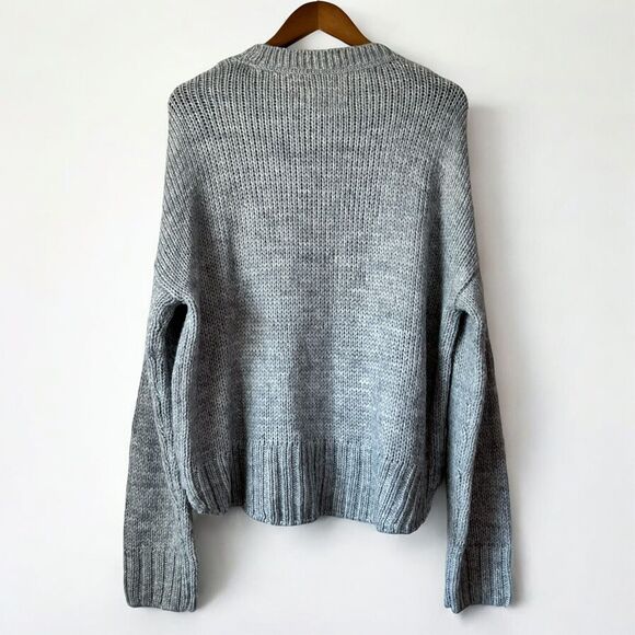 Victorias Secret Pink Boyfriend Sweater Grey Cozy Oversized P Patch Size Medium - Picture 2 of 9